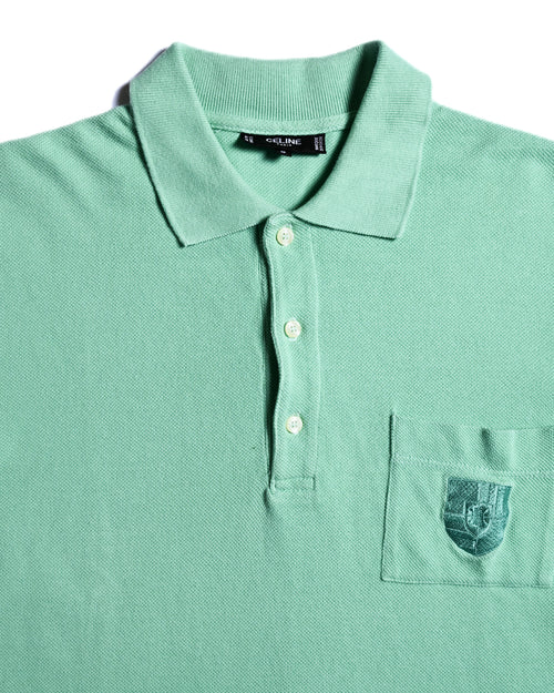 CÉLINE/ Logo Emblem Polo Shirt Mint Green