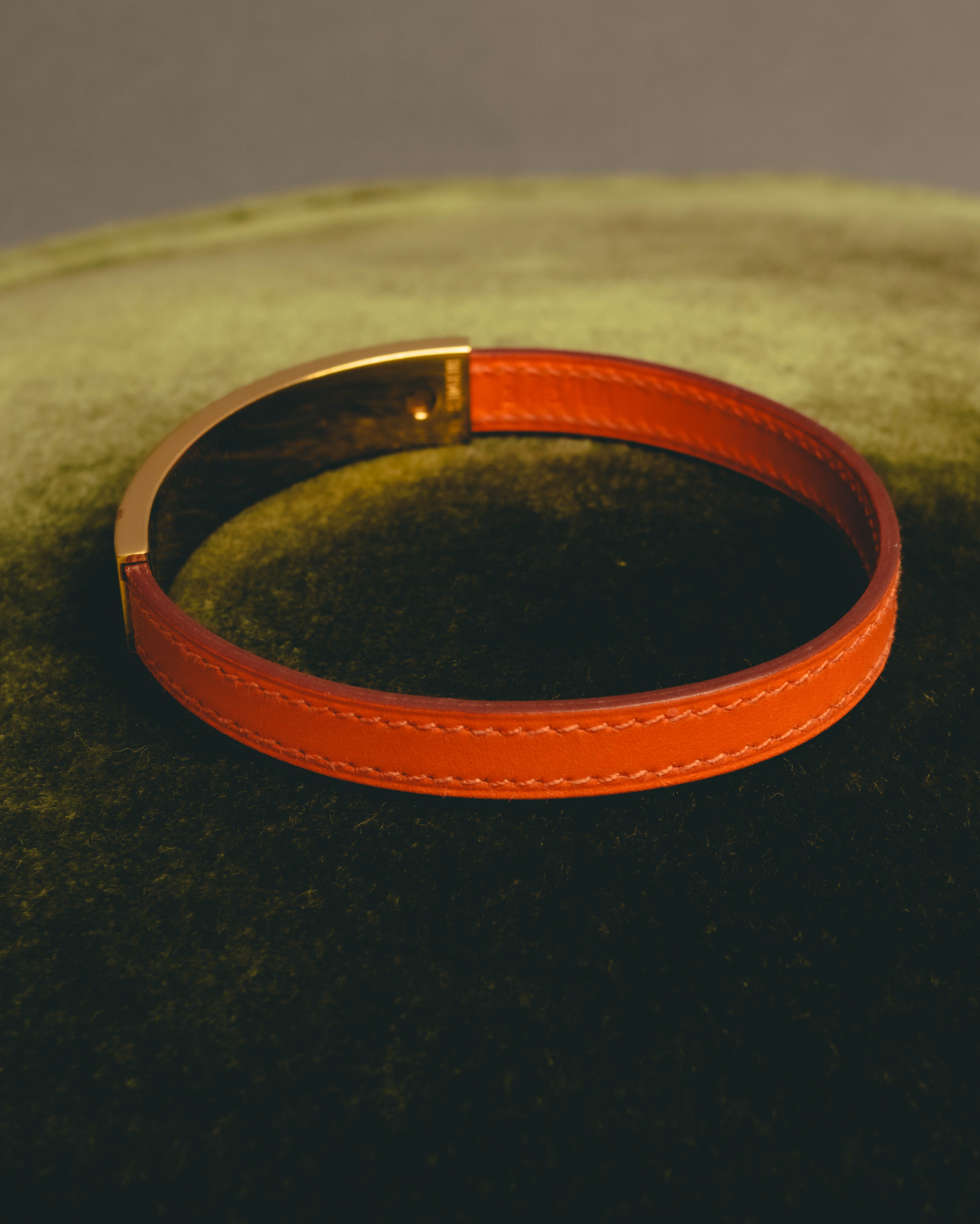 "Hermès" 00's Vibrant orange leather bracelet