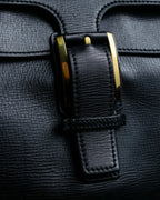 "GUCCI" Double flap design grained leather one-handle bag