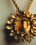 -SPECIAL- “Christian Dior” 80’s-90’s Sunburst amber glass pendant brooch