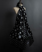 "YVES SAINT LAURENT" Large polka dot silk long scarf