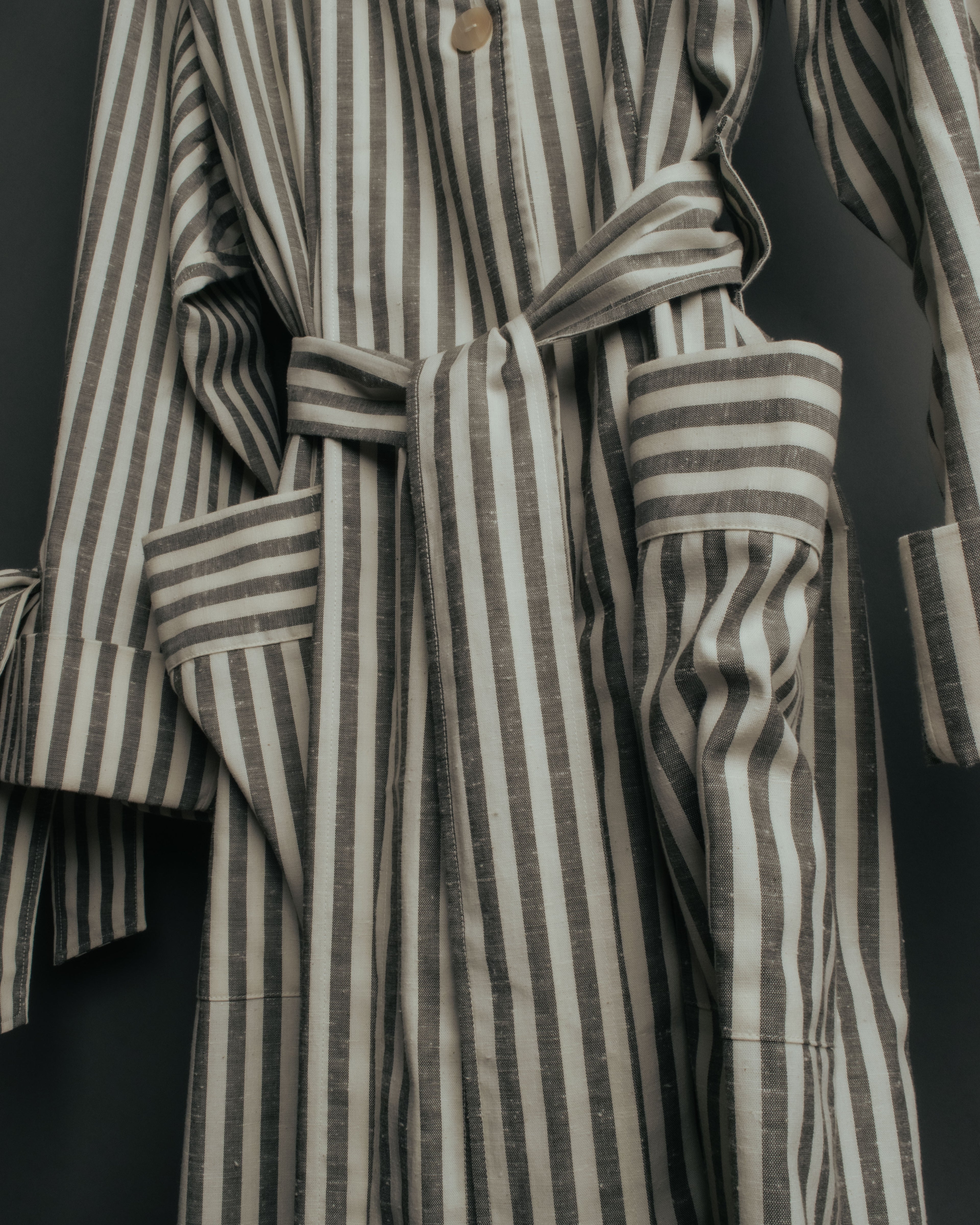 -SPECIAL- “LOEWE” 2010’s striped ribbon sleeve long gown coat