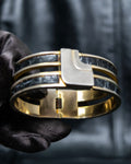 “LOEWE” Double circle stone designed gold bangle