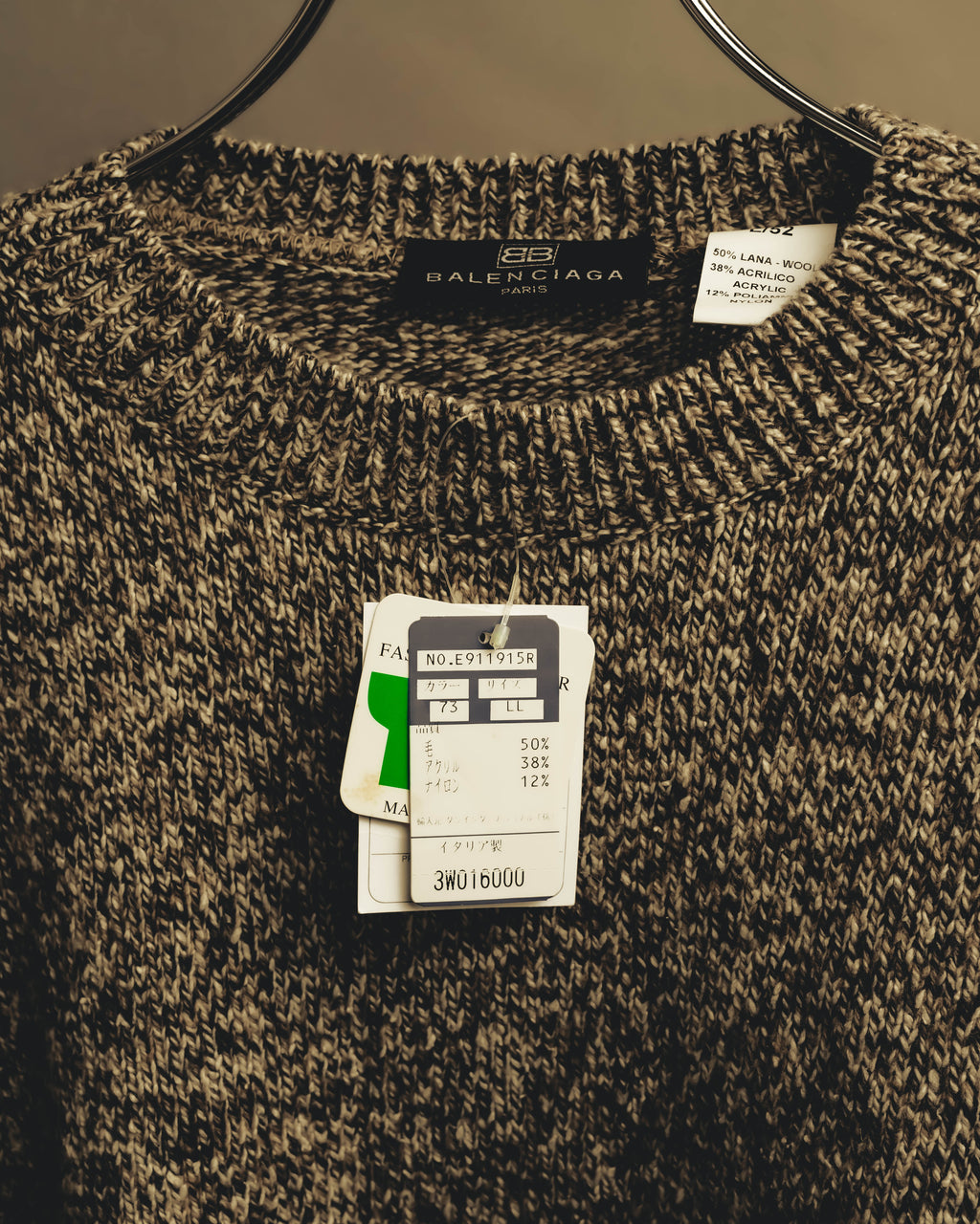 “BALENCIAGA” 90’s-00’s Textured melange wool-blend crewneck sweater