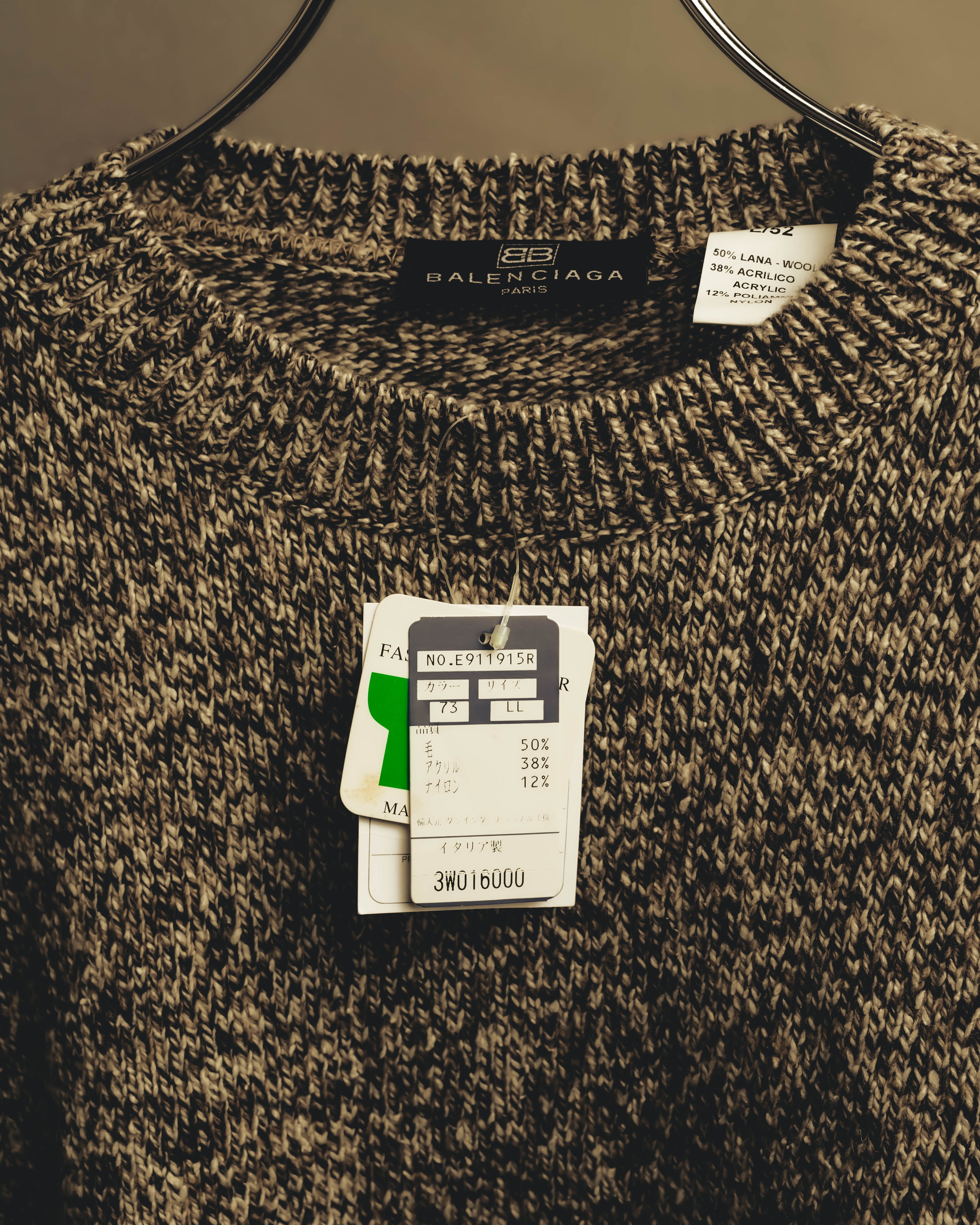 “BALENCIAGA” 90’s-00’s Textured melange wool-blend crewneck sweater