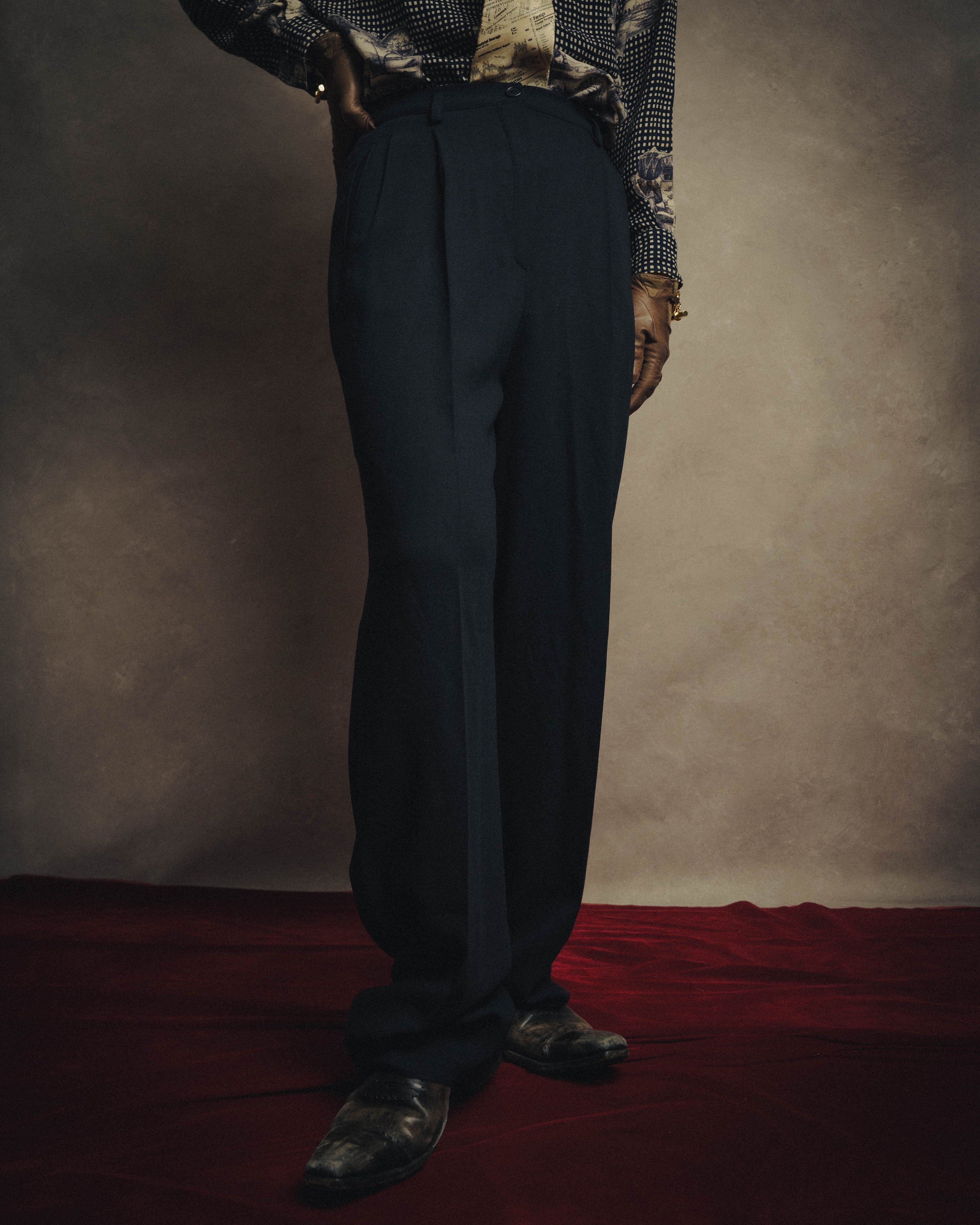 -MOOD MILLÉSIMES- 80’s-90’s black wool intuck wide trousers
