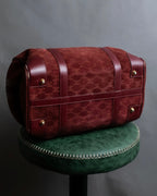 "CELINE" Triomphe motif Bordeaux color suede boston bag