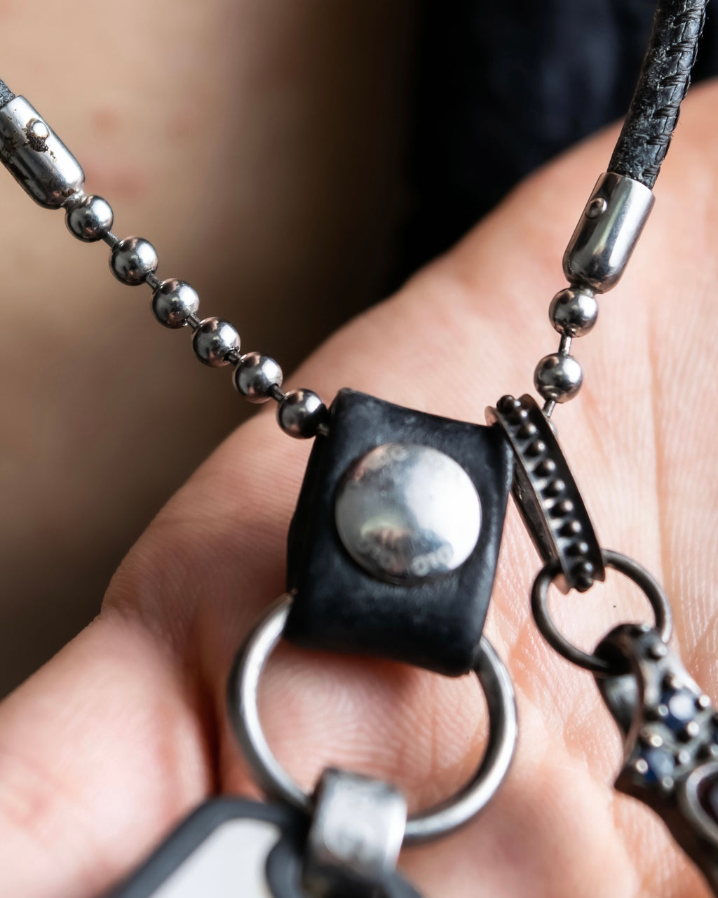 "DOLCE &amp; GABBANA" Dog tag &amp; sword motif combination necklace