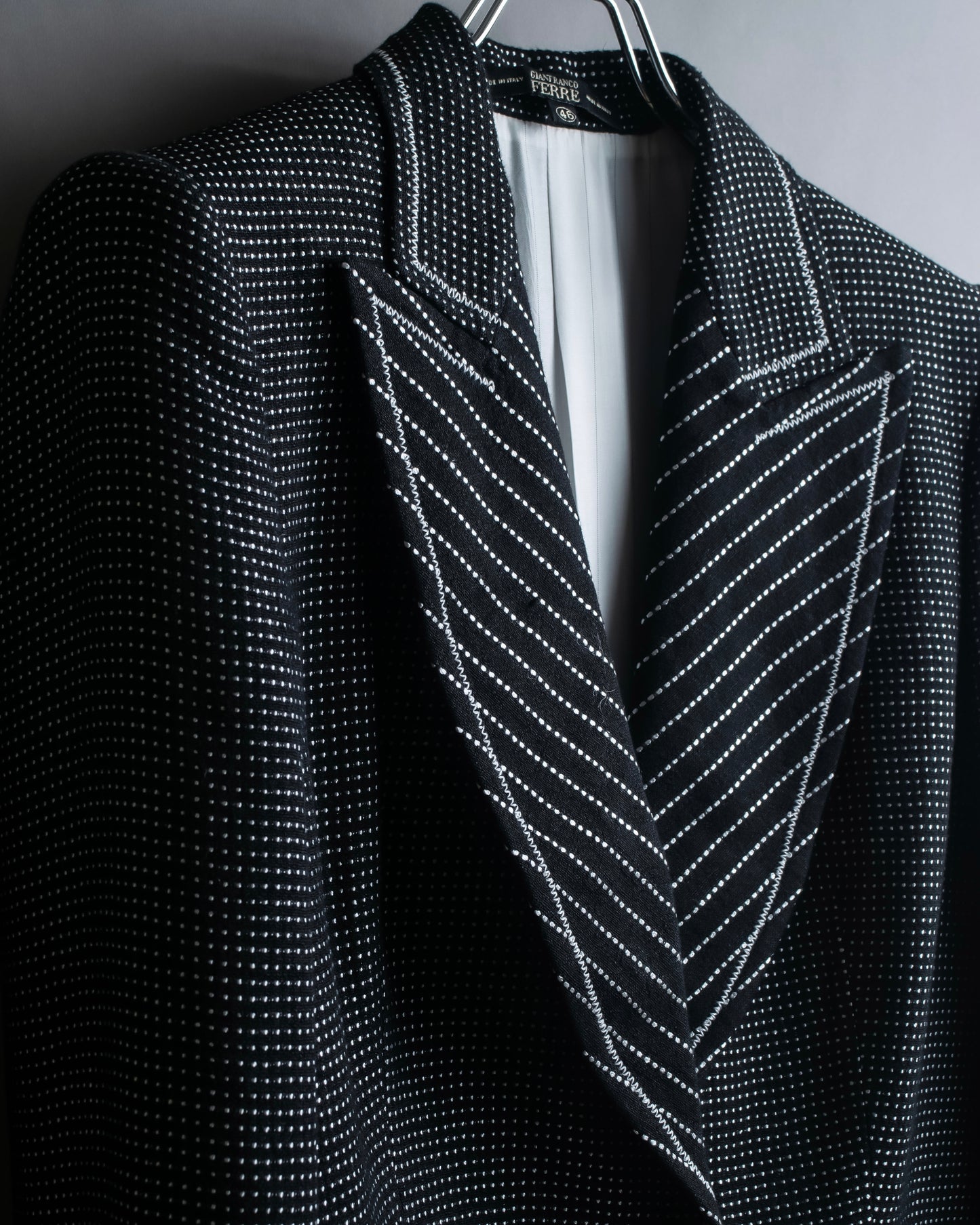 "GIANFRANCO FERRE" Striped＆dotted peak lapel tailored jacket