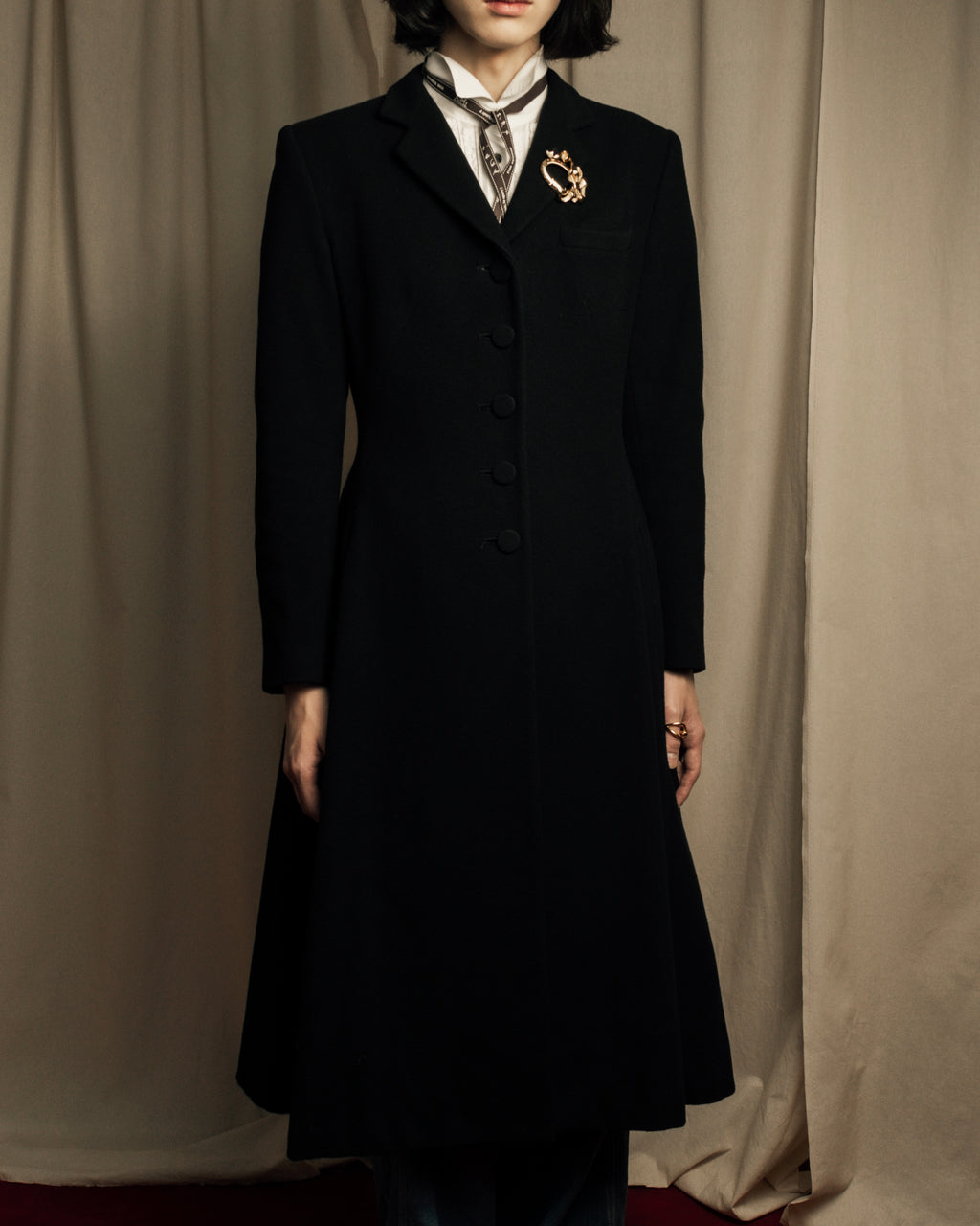 -SPECIAL- "JEAN PAUL GAULTIER"
 90's-00's Waist shape A-line silhouette black color super long coat