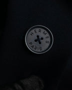 "HERMES" 90's classic detail dark blue tailored jacket