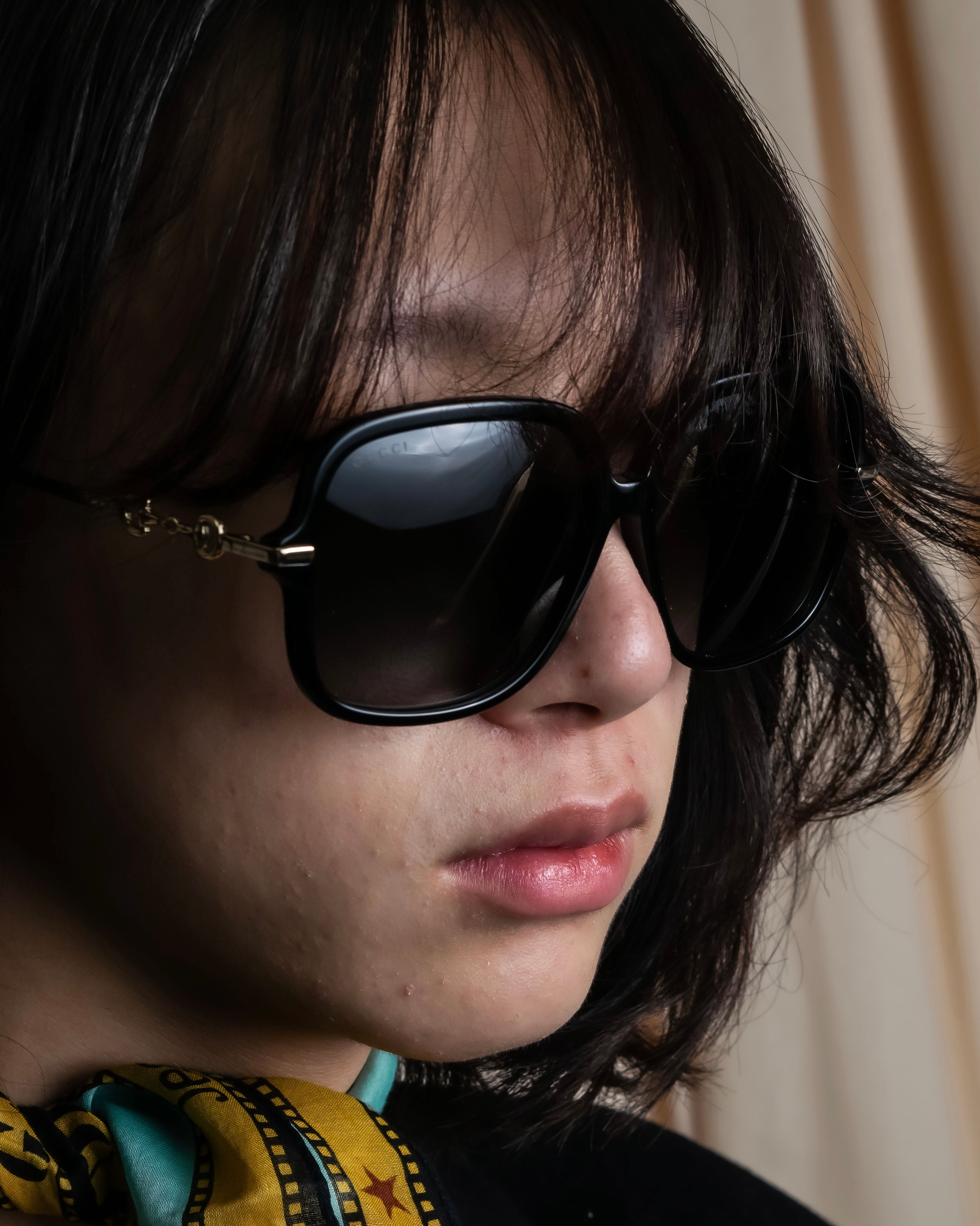"GUCCI" Horsebit motif temple design big square frame sunglasses