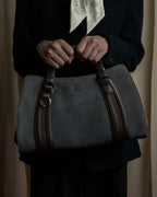 "LOEWE" Harness design logo engraved suede leather hand bag