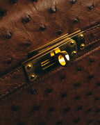 "JARDIN DES SACS" 80's-90's Structured ostrich leather top handle bag