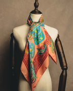 "GUCCI" Late 70's-early 90's oriental motif silk scarf