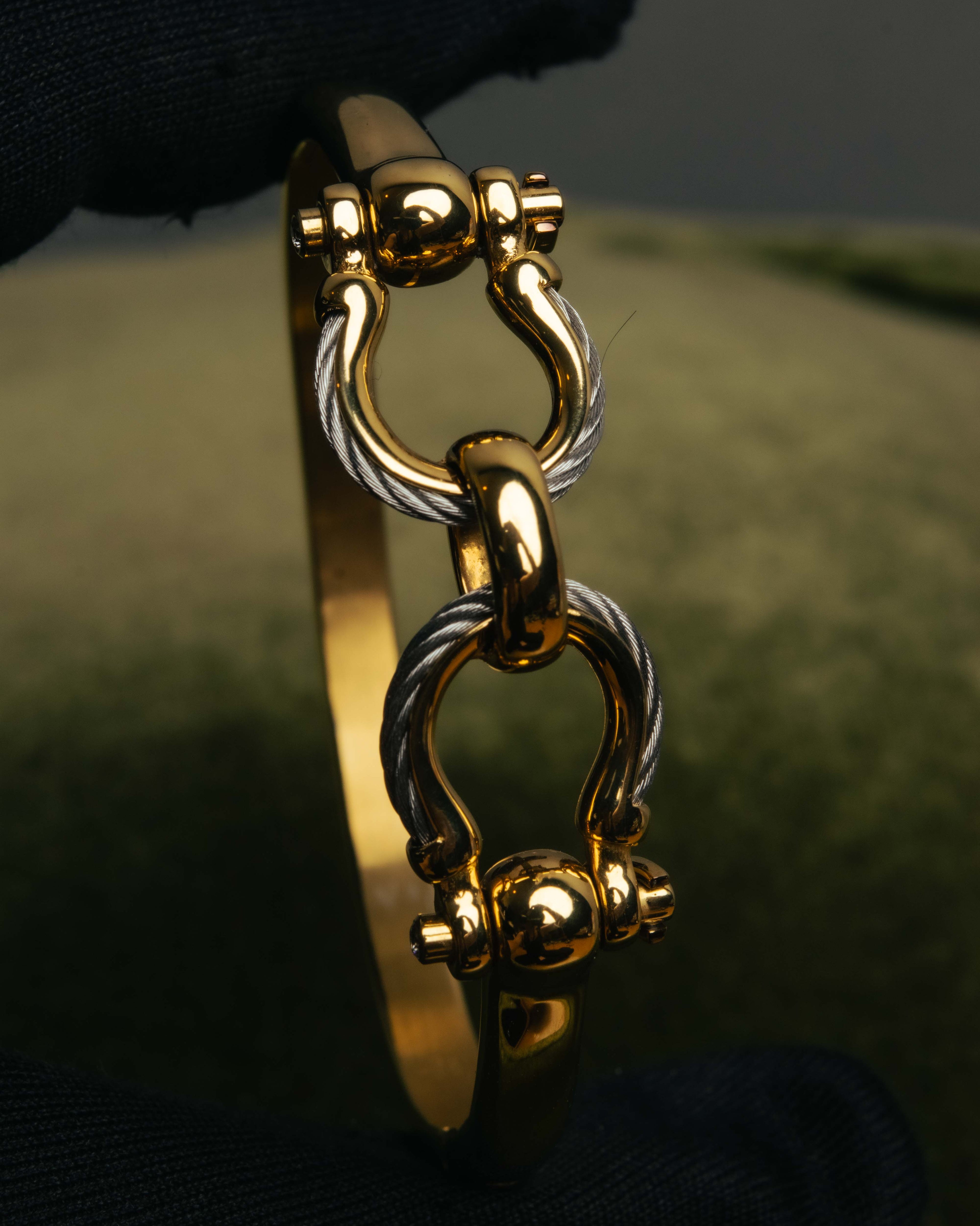 "CHARRIOL" 90's-00's Vintage PVD gold and steel cable link bangle