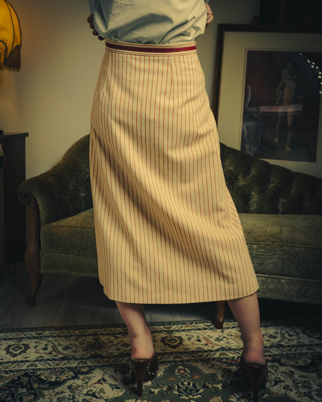 -SPECIAL- “GUCCI” 2015-2022 vintage inspired horsebit striped wool skirt