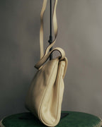 "CELINE" 80's-90's Vintage triangle flap gather leather shoulder bag