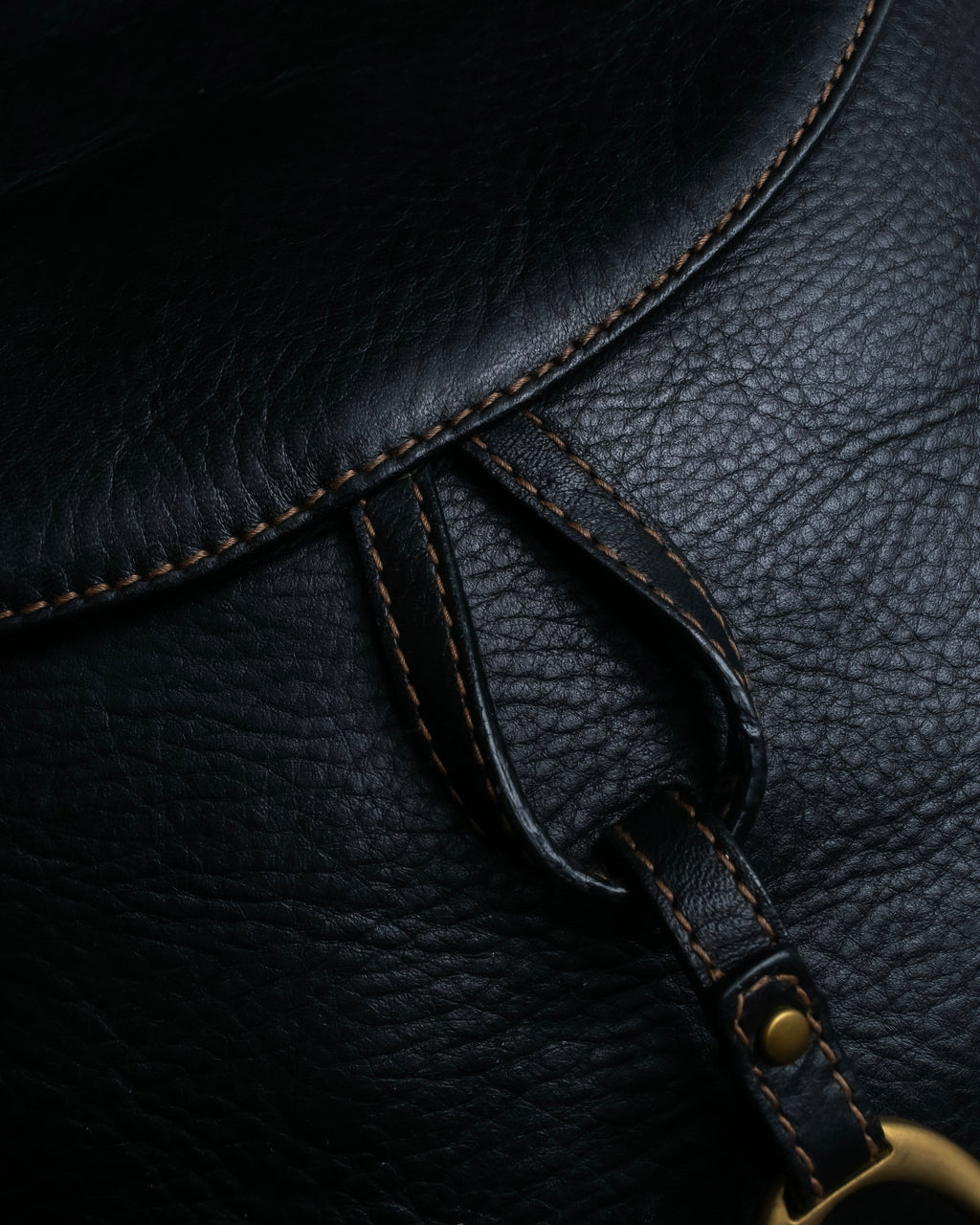 "Ralph Lauren" Saddle＆stirrup motif grained leather shoulder bag