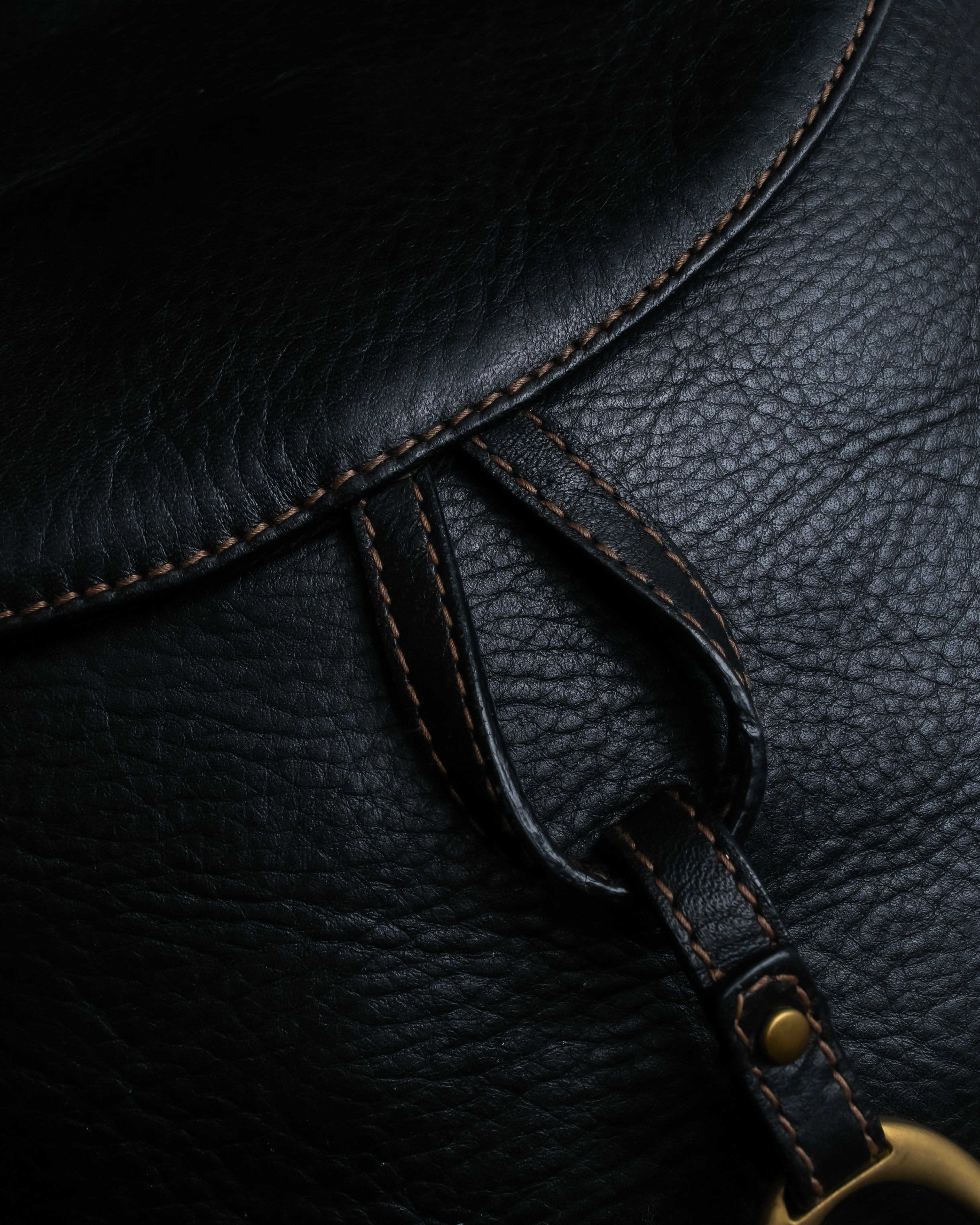 "Ralph Lauren" Saddle＆stirrup motif grained leather shoulder bag