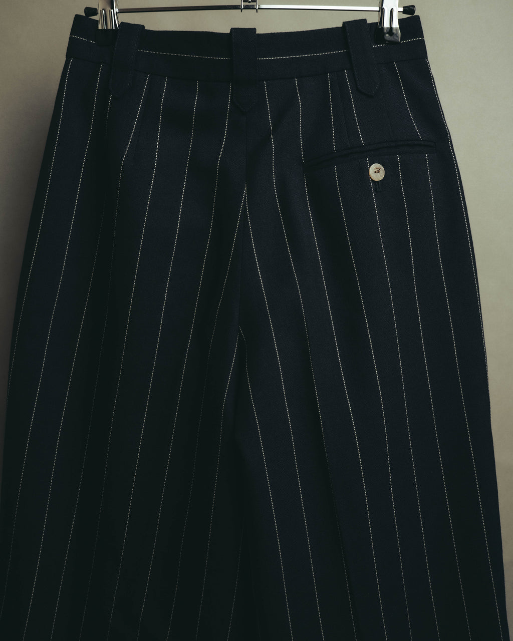 -SPECIAL- "LOEWE" 10's Pinstriped silk-lined wide trousers
