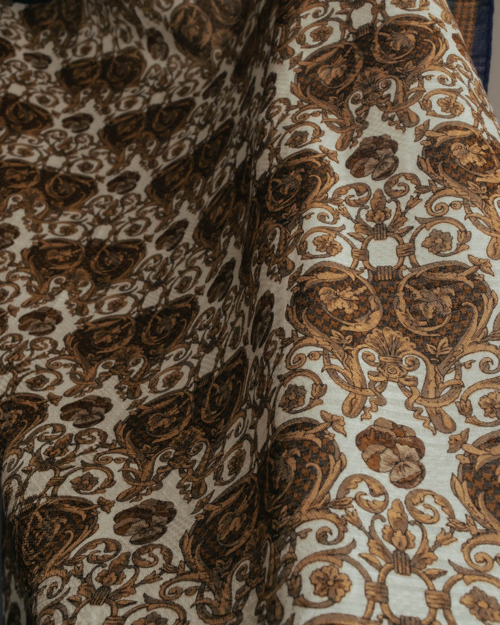 "Christian Dior" 80's-90's Baroque ornament print cotton scarf