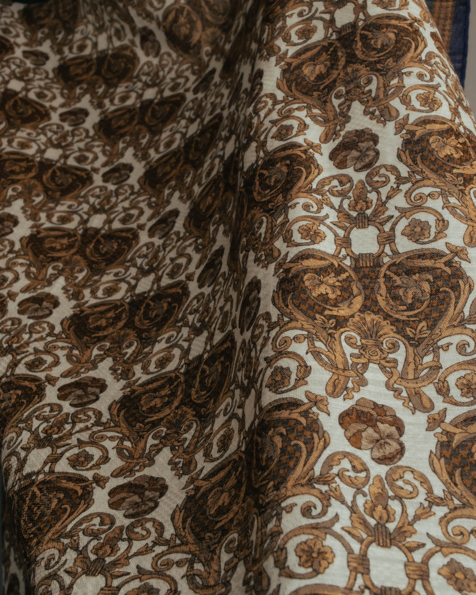 "Christian Dior" 80's-90's Baroque ornament print cotton scarf