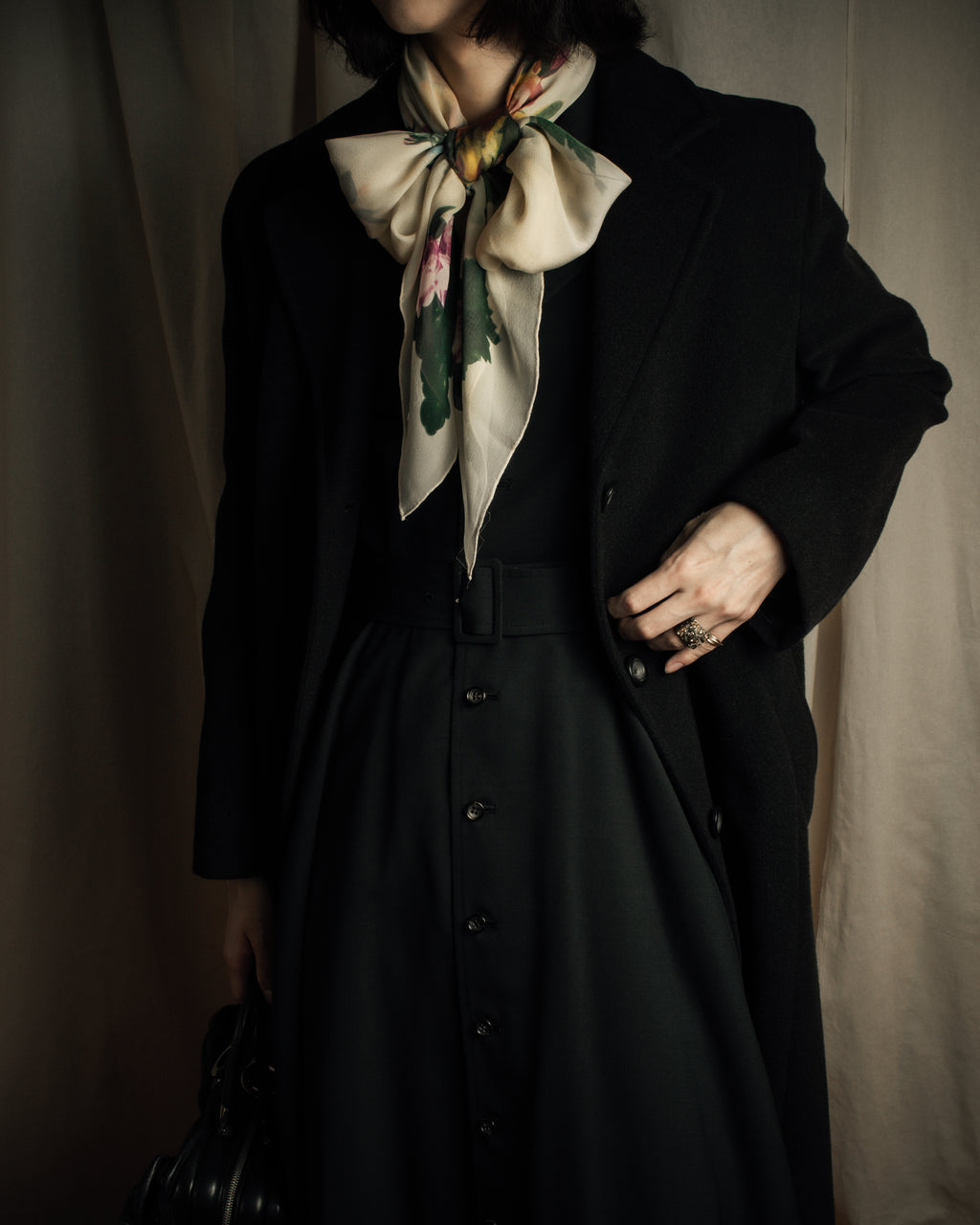 "Christian Dior" Wreath floral design silk scarf