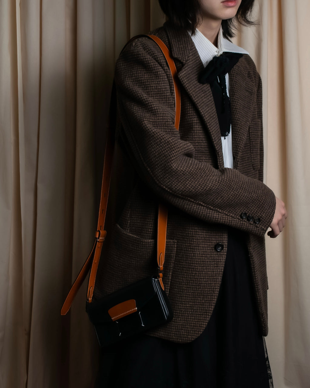 "COMME des GARCONS
HOMME DEUX" Brown checked pattern tailored jacket