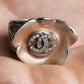 "CHANEL" Camellia motif rhine stone coco mark ring