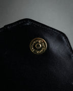 "Christian Dior" 70's-80's Radial drape design gold chain leather shoulder bag