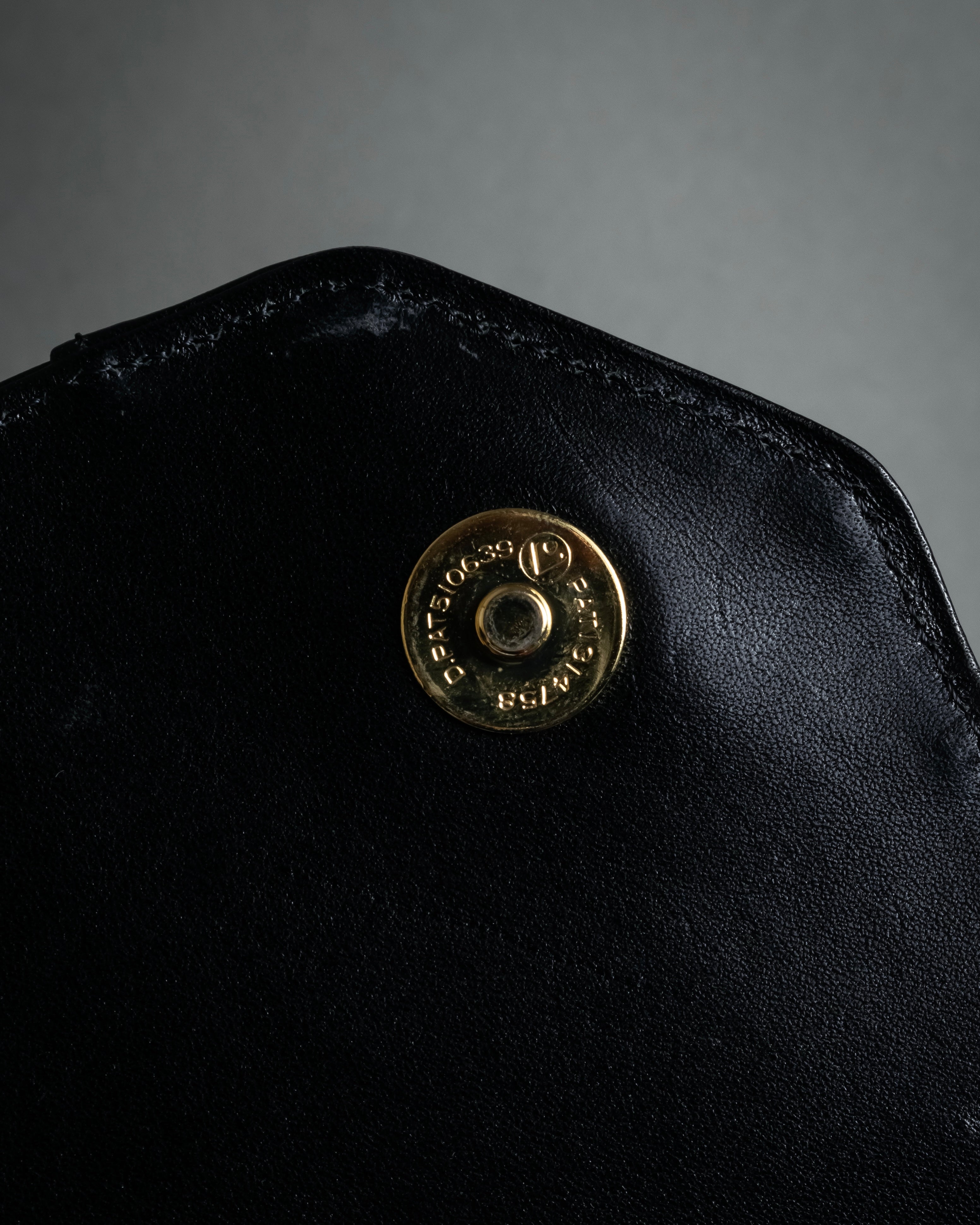 "Christian Dior" 70's-80's Radial drape design gold chain leather shoulder bag