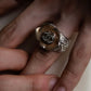 "CHANEL" Camellia motif rhine stone coco mark ring