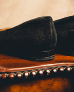 -SPECIAL- "Hermès" 80's-90's Gold embroidered suede loafers