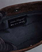 "Salvatore Ferragamo" Sharp form leather combination bag