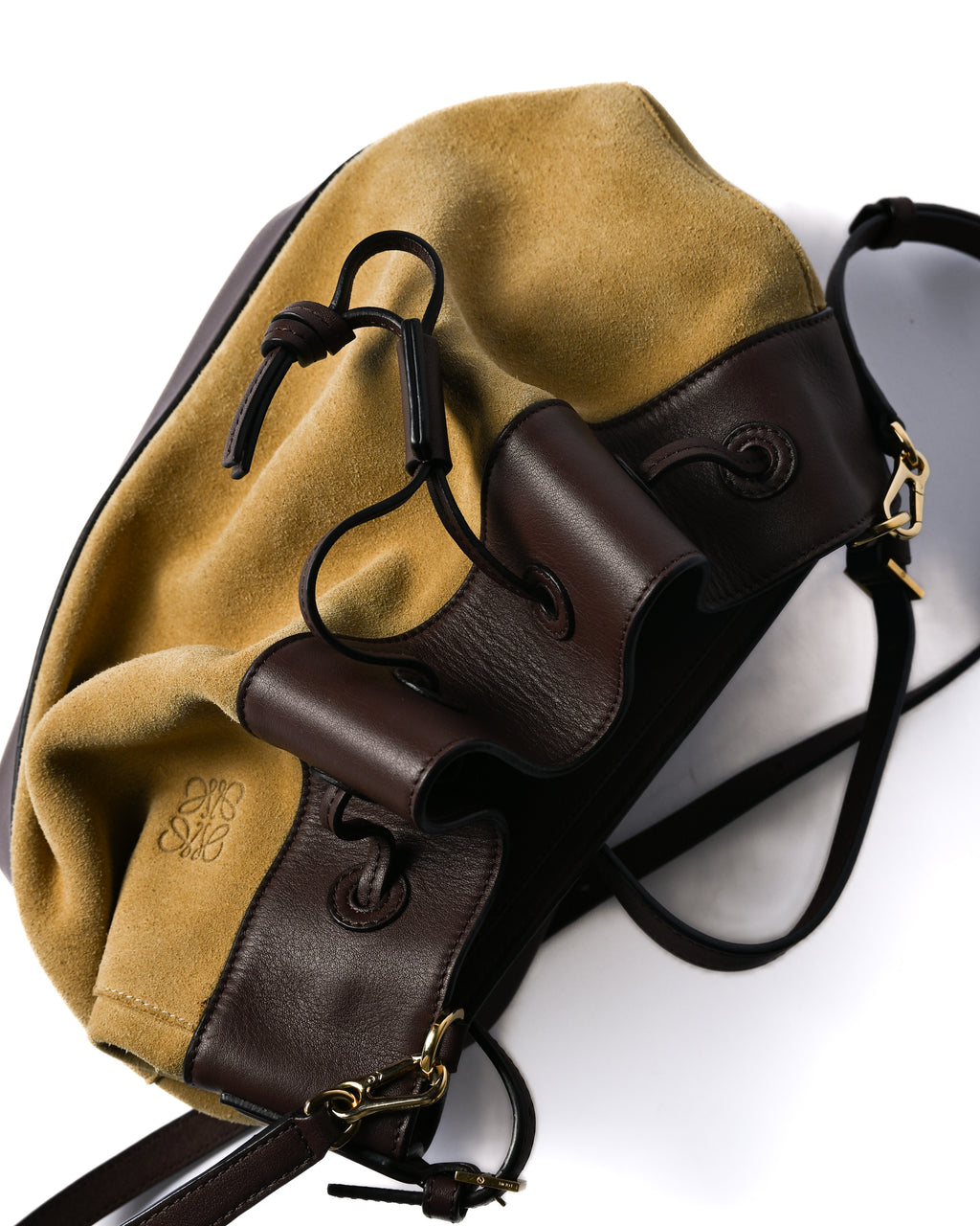LOEWE/ “Midnight” Suede Mixed Drawstring Shoulder Bag