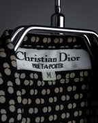 "Christian Dior PRETA PORTER" Ivory polka dot bow tie blouse
