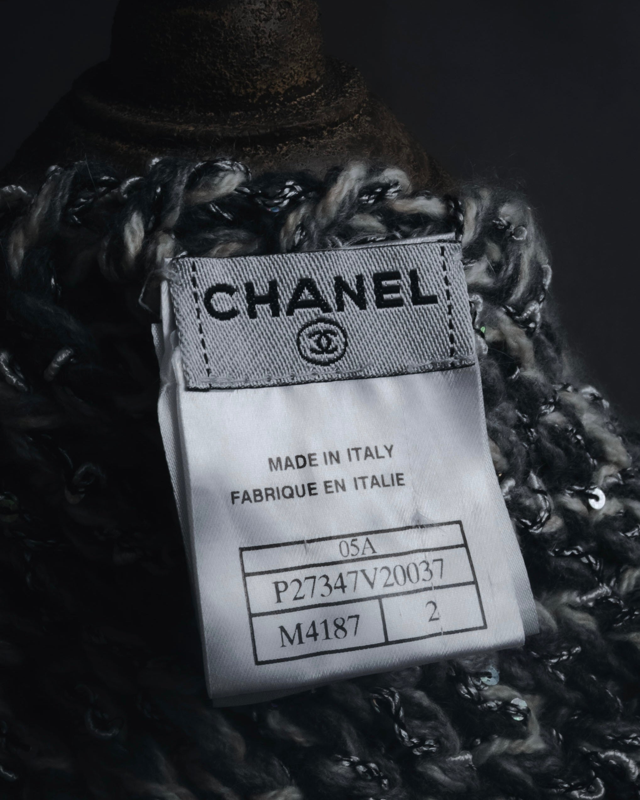 "CHANEL" 2005AW fantasy yarn embellished fringe scarf
