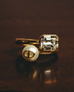 -SPECIAL- “Dior” 2024-2025 Petit CD asymmetrical crystal and faux pearl ring