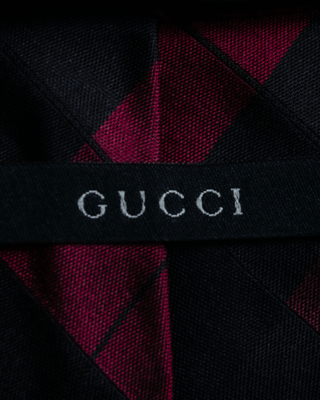 "GUCCI" Burgundy large check silk necktie