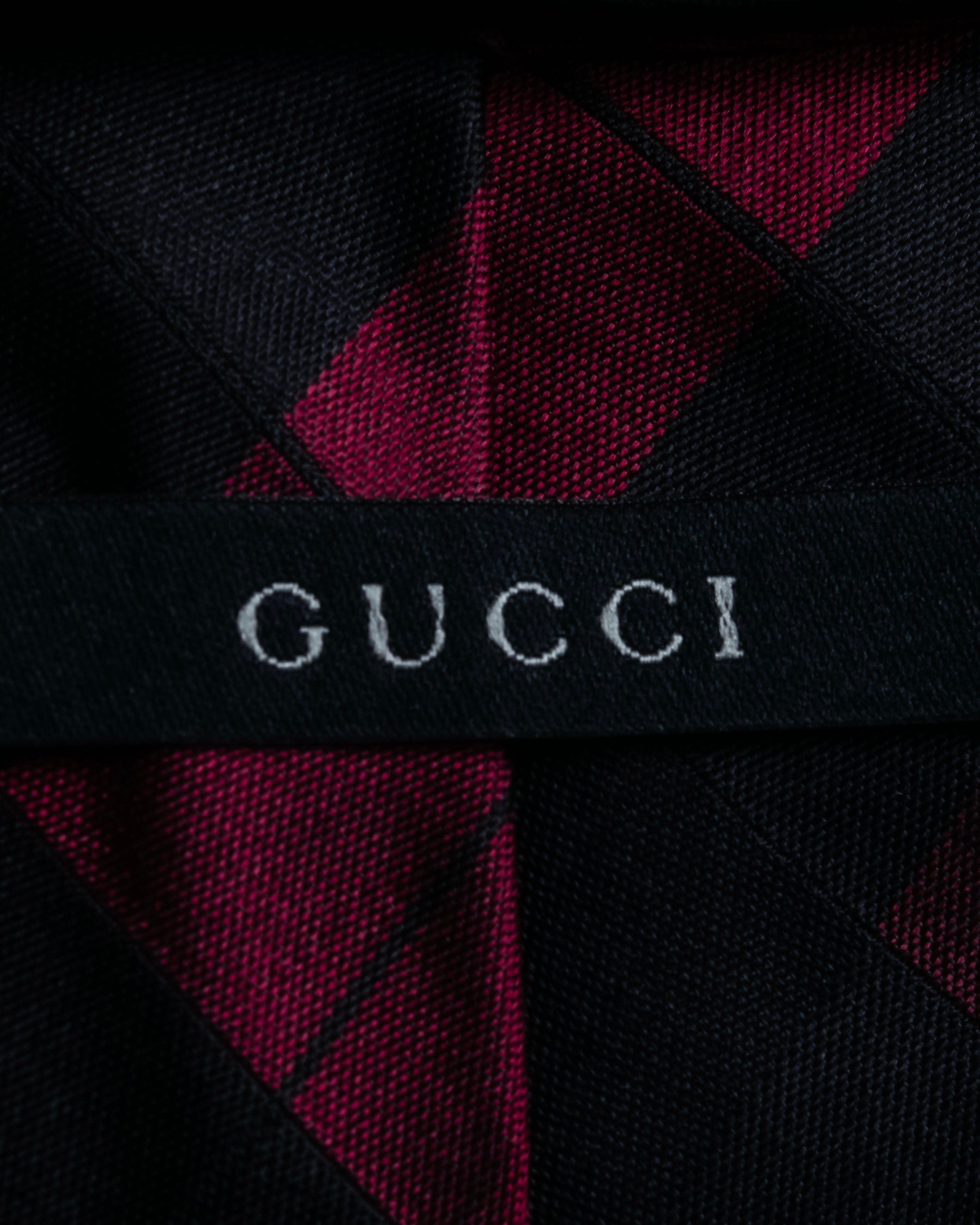 "GUCCI" Burgundy large check silk necktie