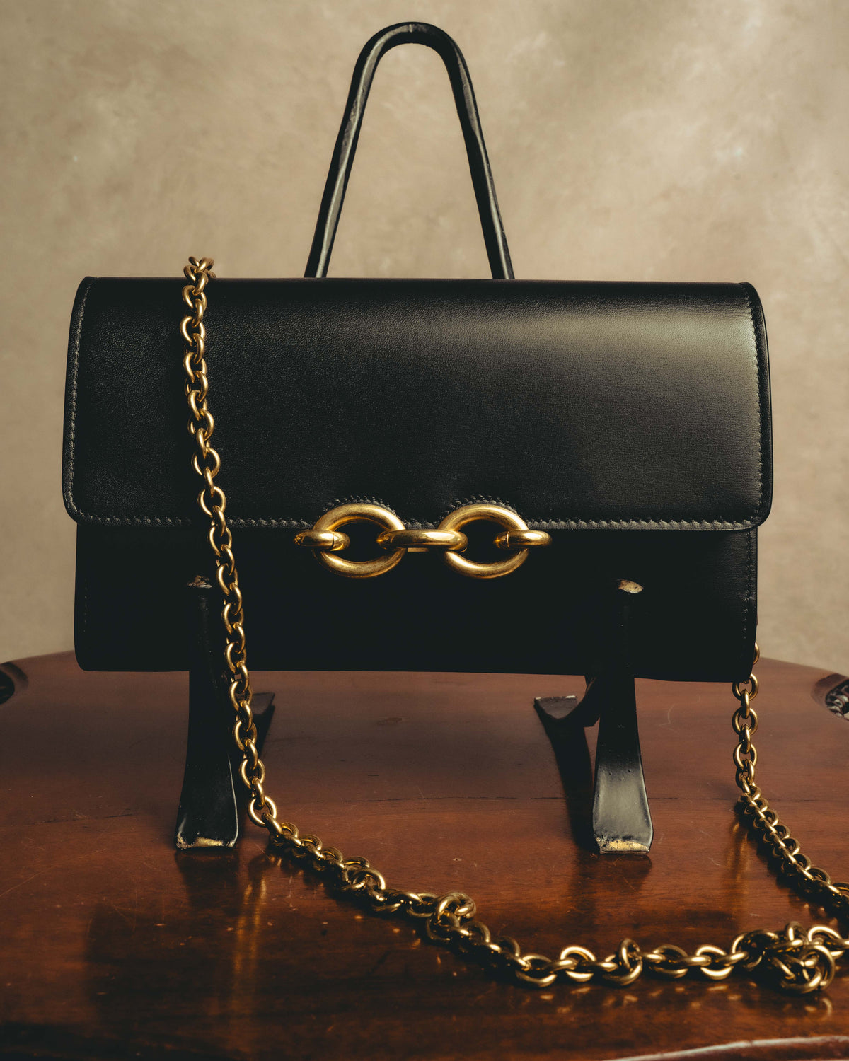 -SPECIAL- “Saint Laurent” 20’s Le Maillon smooth leather chain wallet