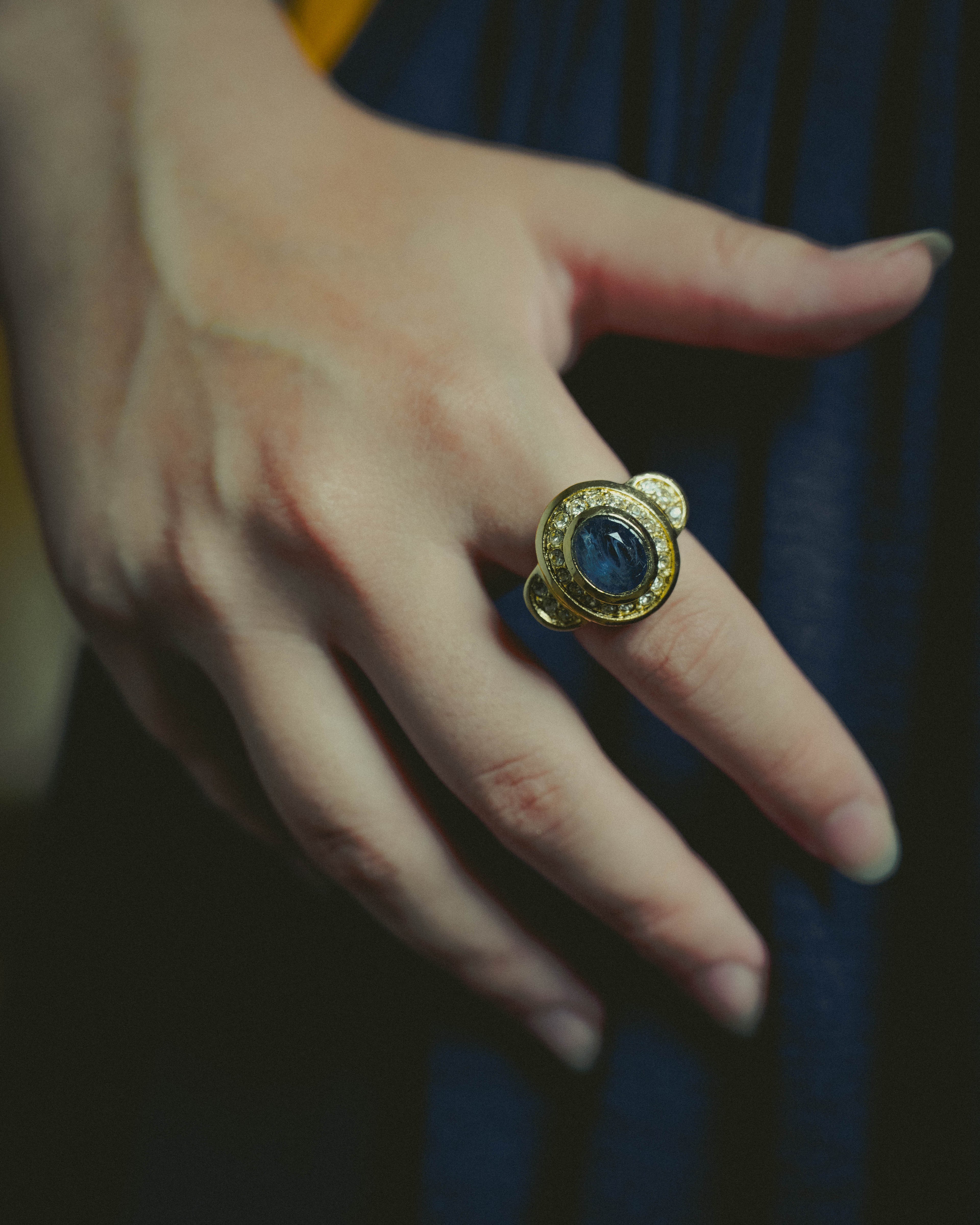 -SPECIAL- “Christian Dior” 60’s-70’s Blue cabochon cocktail ring