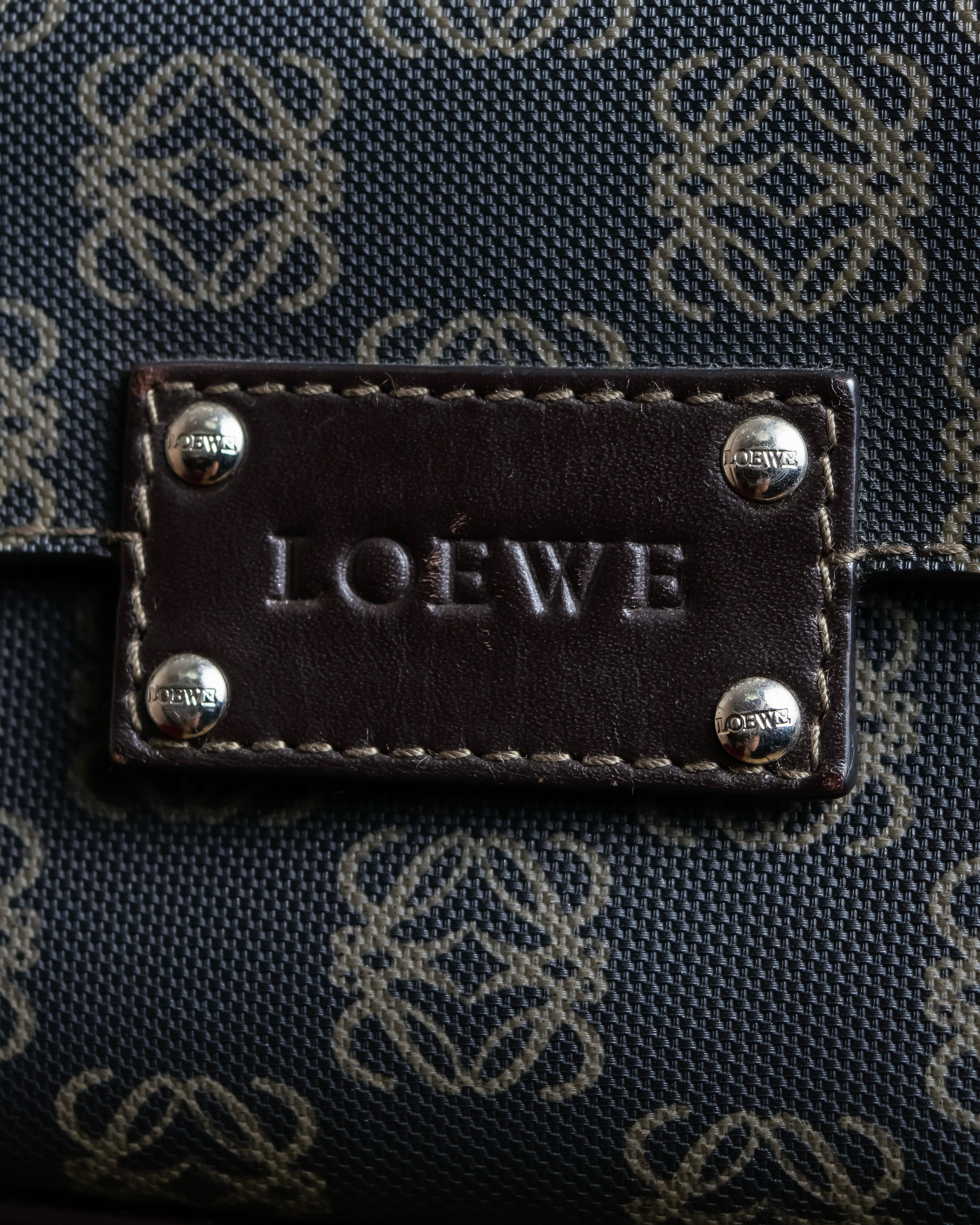 "LOEWE" Repeated anagram pattern outside pocket detail hobo bag