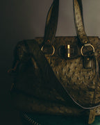 -SPECIAL- “YVES SAINT LAURENT” 00’s-10’s Ostrich leather top handle satchel