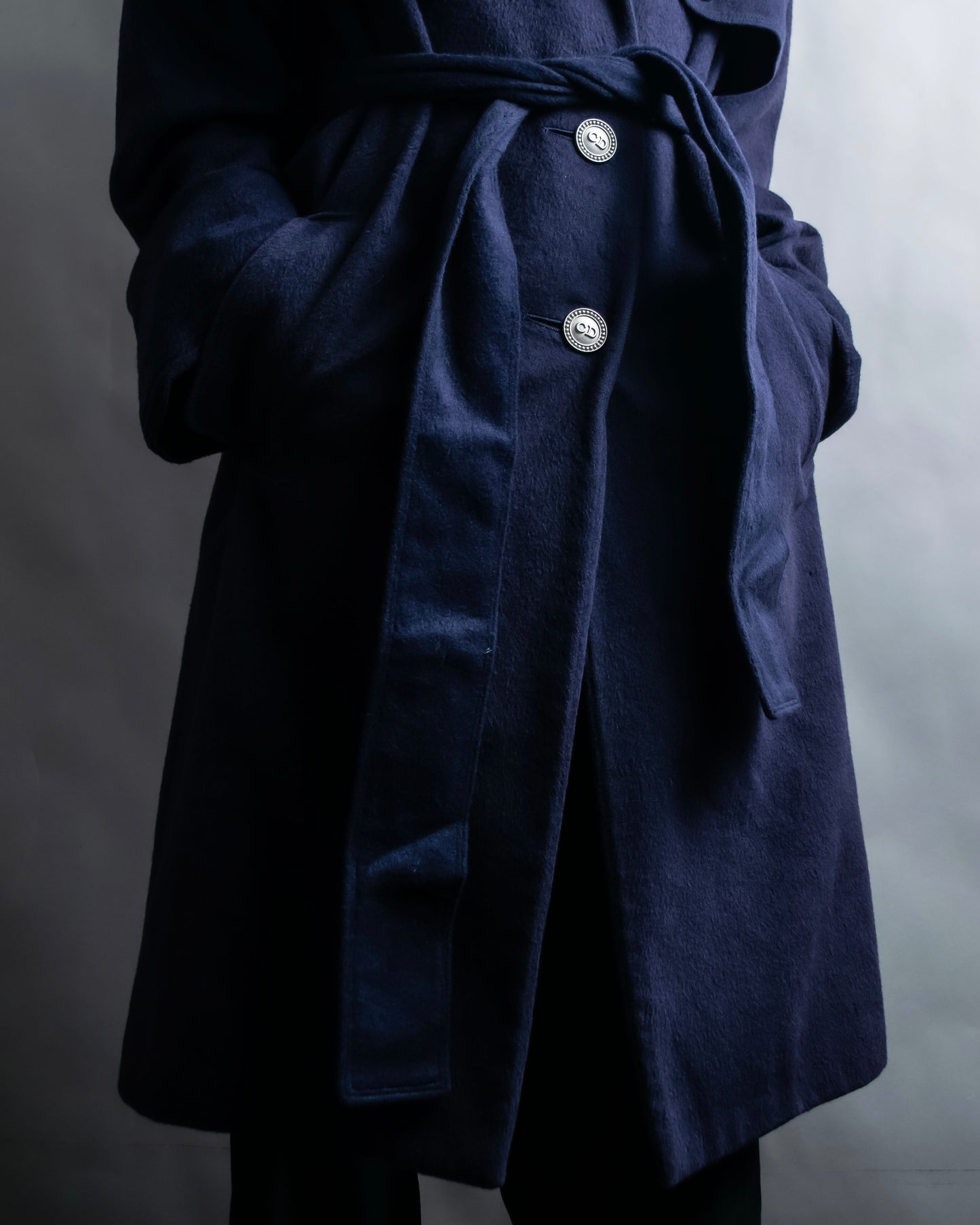 "DIOR" Double gun flap belted chester field coat