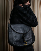 "Ralph Lauren" Saddle＆stirrup motif grained leather shoulder bag