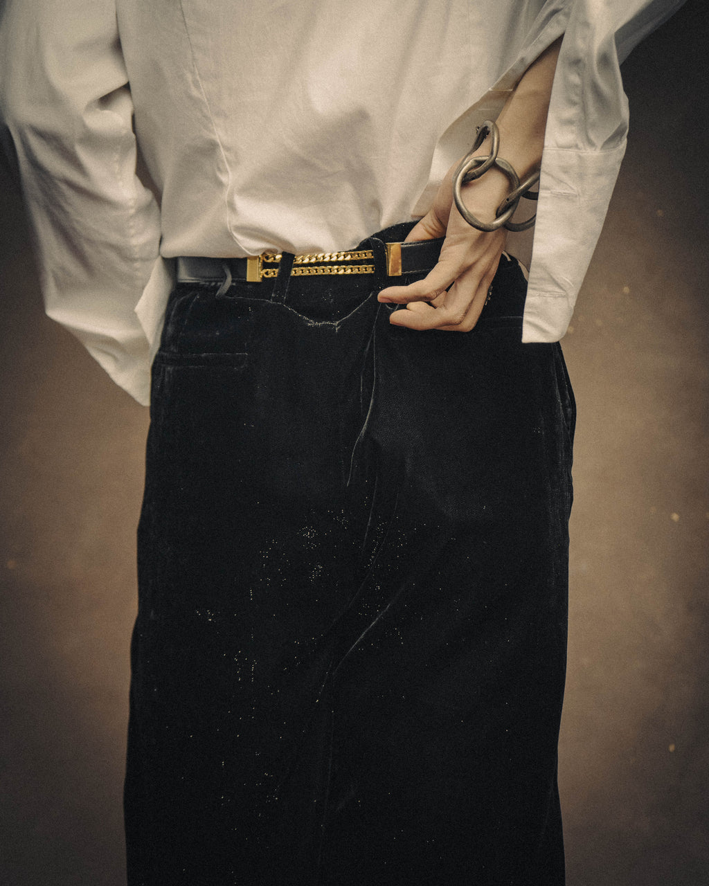 -SPECIAL- “SAINT LAURENT” 2016’s- lamé velvet tuxedo trousers