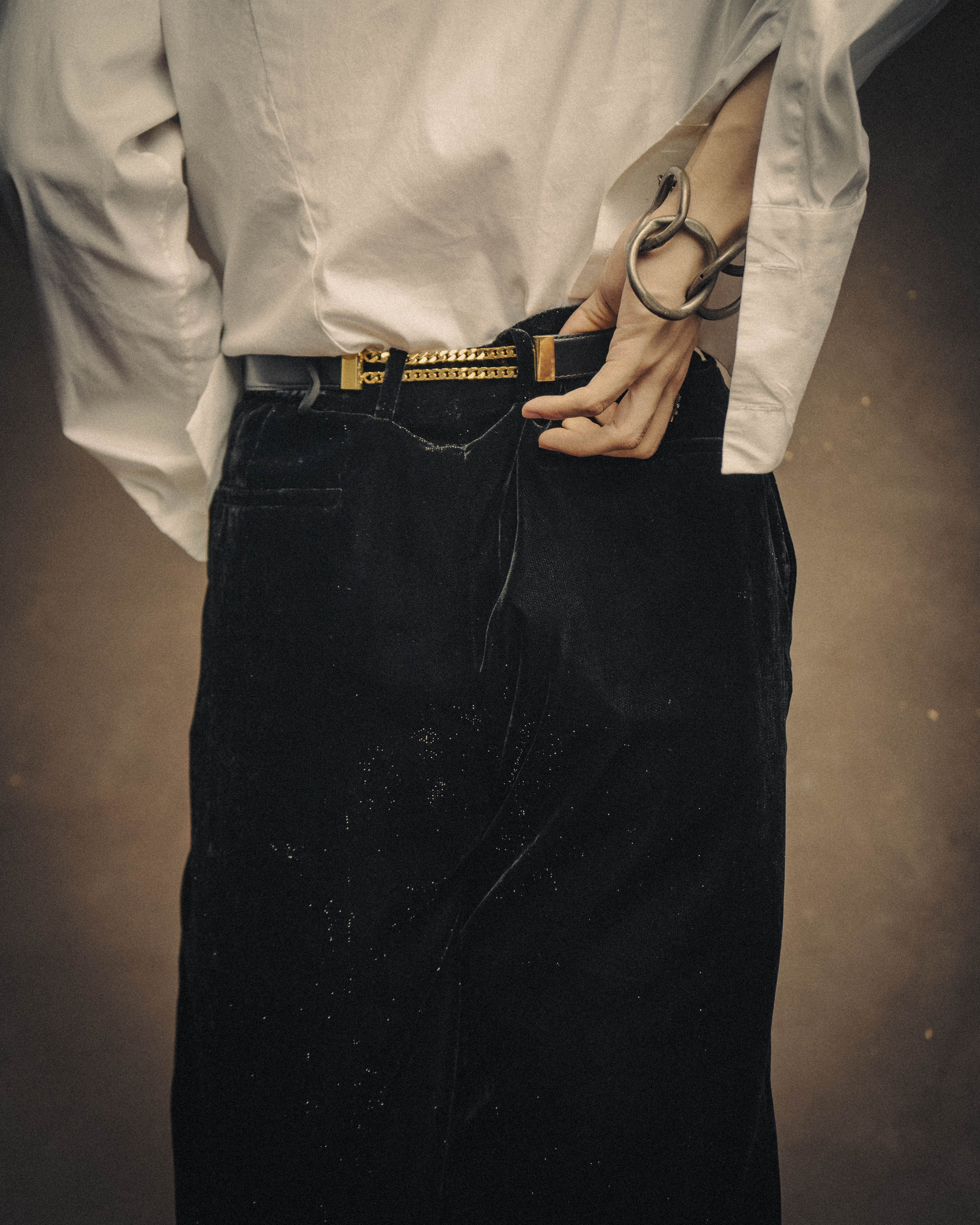 -SPECIAL- “SAINT LAURENT” 2016’s- lamé velvet tuxedo trousers