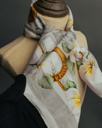 "CELINE" 90's Floral logo cotton square scarf